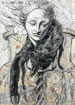 Still Life with fox fur, Pencil and crayon on paper, 32.5 x 23 cm, 1998